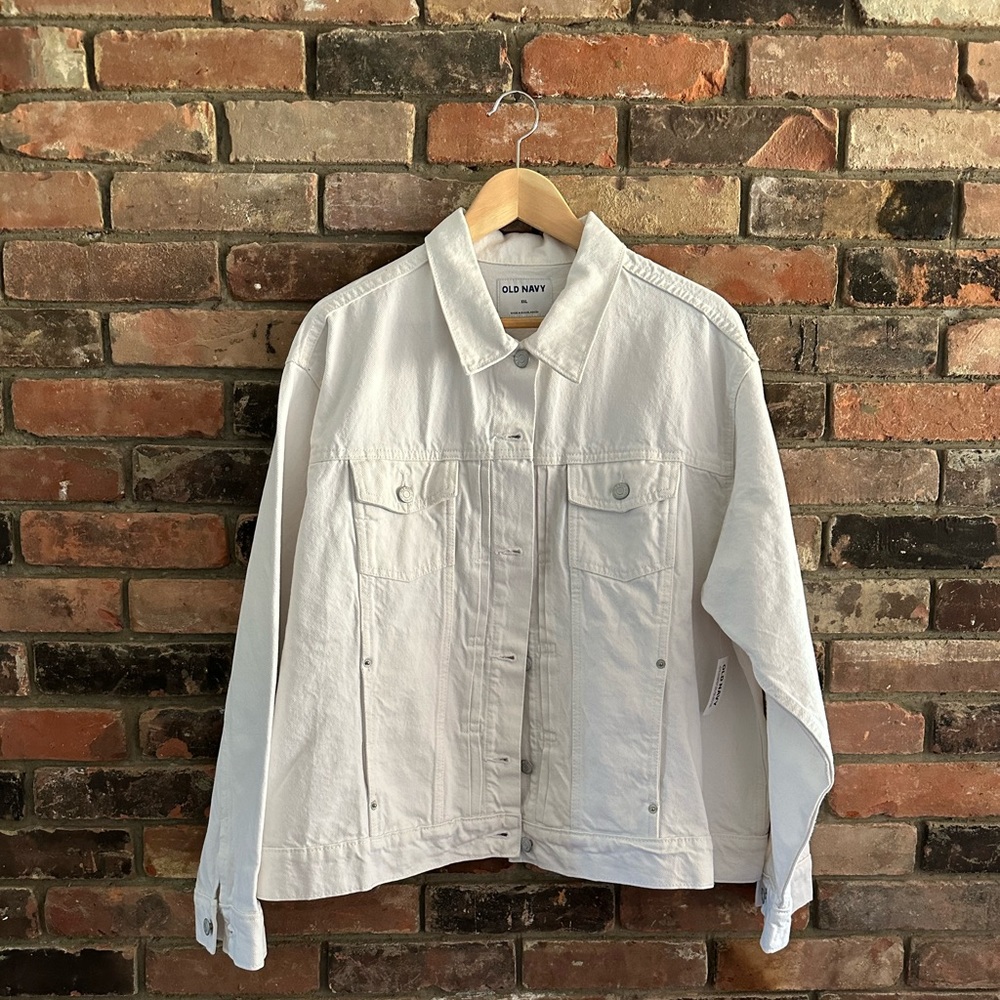 Relaxed Classic White Non-Stretch Jean Jacket for Women - 2XL White NWT
